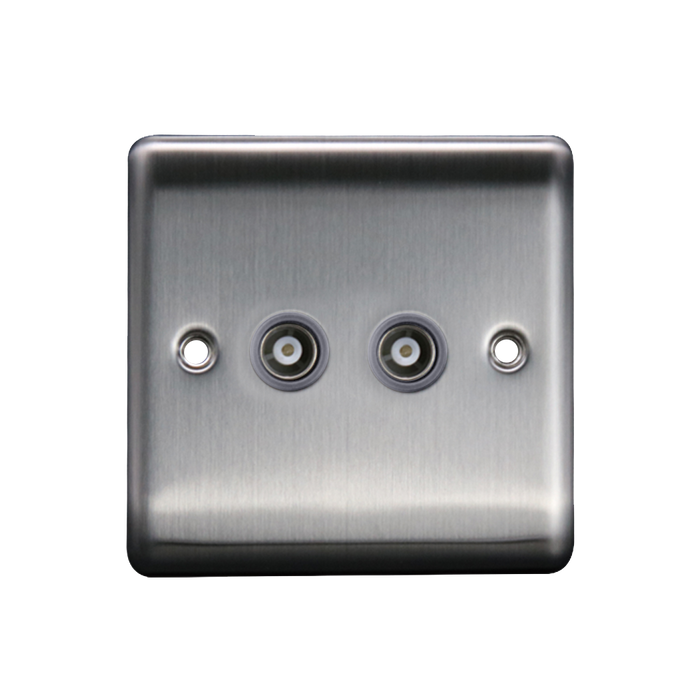 Caradok 2G Coax Socket Brushed Chrome Grey Insert