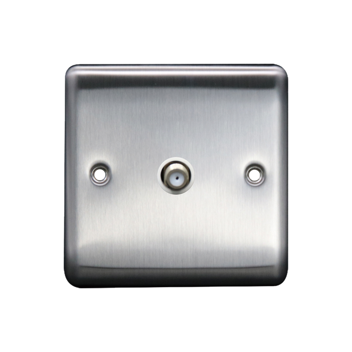 Caradok 1G Satellite Socket Brushed Chrome White Insert