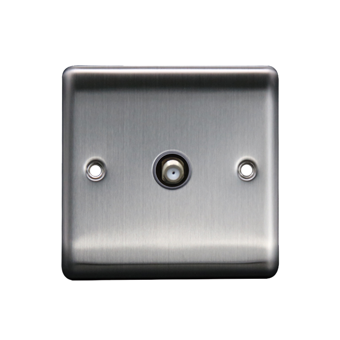 Caradok 1G Satellite Socket Brushed Chrome Grey Insert