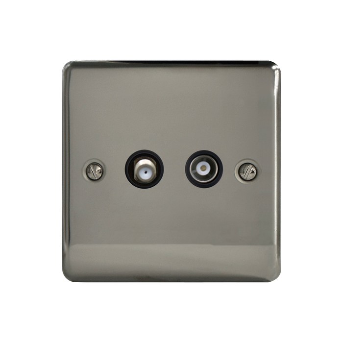 Caradok Satellite Socket + Coax Socket Black Nickel