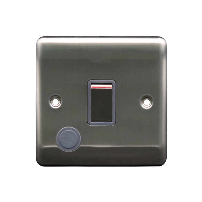 Caradok 20A DP Switch + FO Brushed Chrome Grey Insert