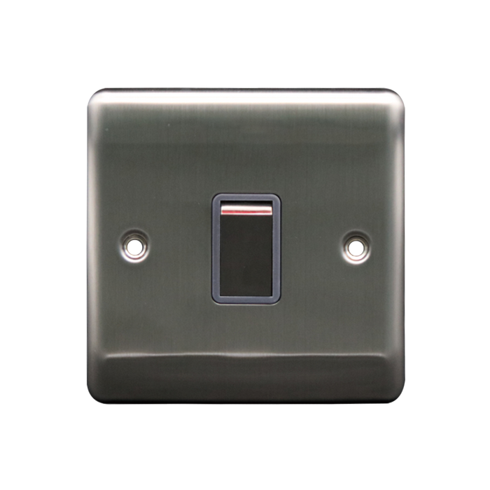 Caradok 20A DP Switch Brushed Chrome Grey Insert