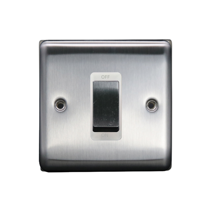 Caradok 1G 45A DP Switch Brushed Chrome White Insert