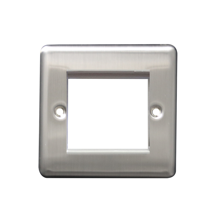 Caradok 1G 2 Module Data Plate Brushed Chrome White Insert