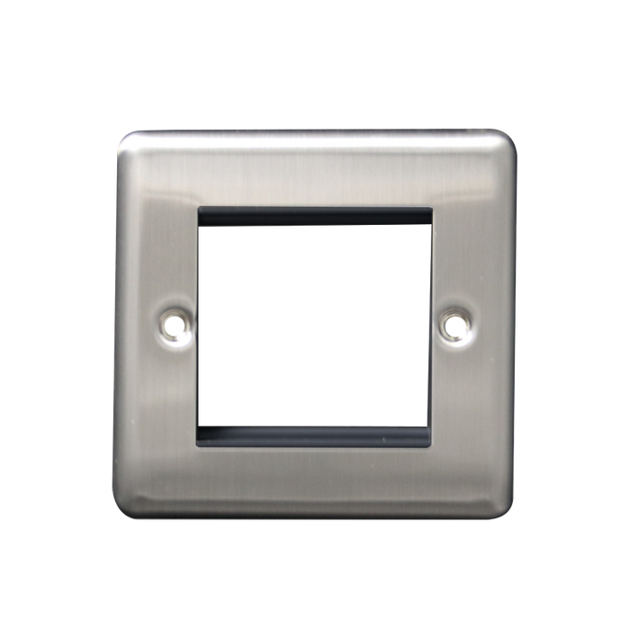 Caradok 1G 2 Module Data Plate Brushed Chrome Black Insert