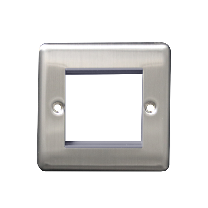 Caradok 1G 2 Module Data Plate Brushed Chrome Grey Insert