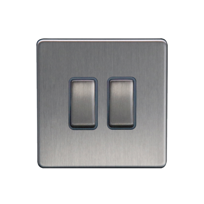 Caradok 2G 2Way 10A Switch Brushed Chrome Grey Insert