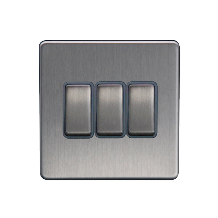 Caradok 3G 2Way 10A Switch Brushed Chrome Grey Insert