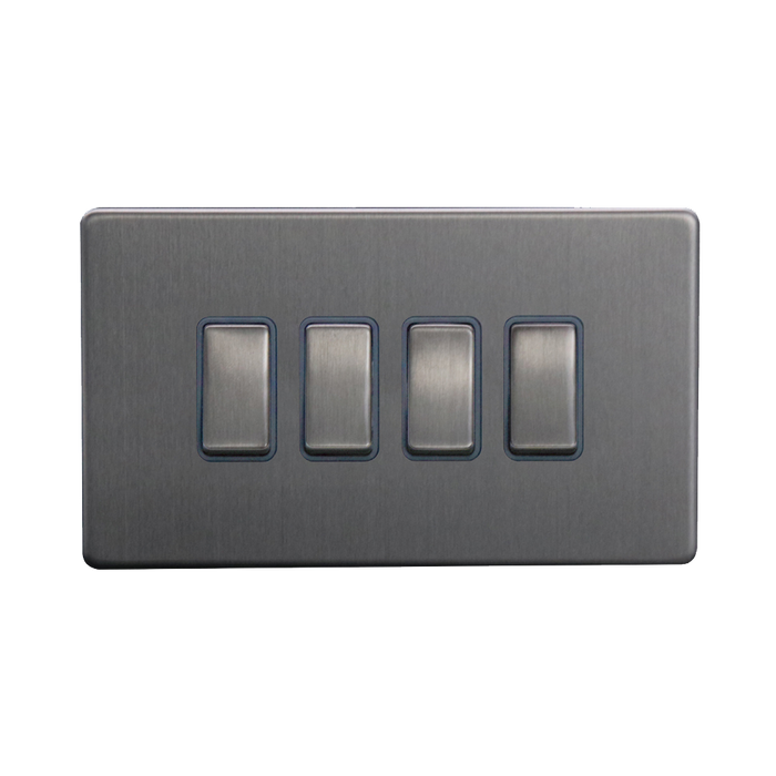 Caradok 4G 2Way 10A Switch Brushed Chrome Grey Insert