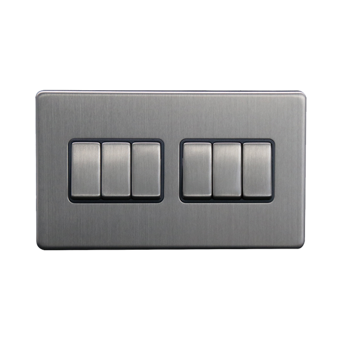 Caradok 6G 2Way 10A Switch Brushed Chrome