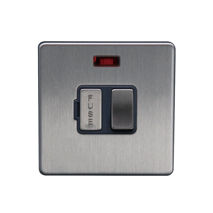 Caradok 13A Switched Spur c/w Neon Brushed Chrome Grey Insert