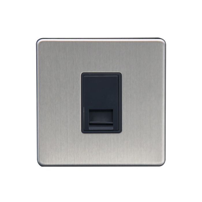 Caradok 1G Secondary Telephone Socket Brushed Chrome