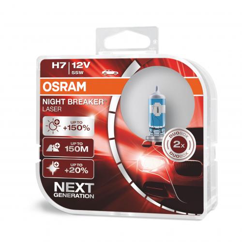 Osram 64210NL-HCB Night Breaker Laser 150%   Halogen 12V H7 (499)  2 Halogen Bulbs