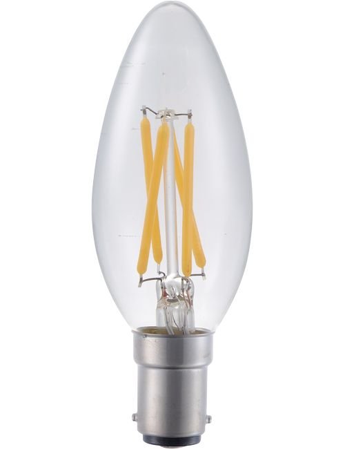 SPL LED Ba15d Filament Candle C35x100mm 230V 320Lm 4W 2500K 925 360° AC Clear Dimmable 2500K Dimmable - LF024040302