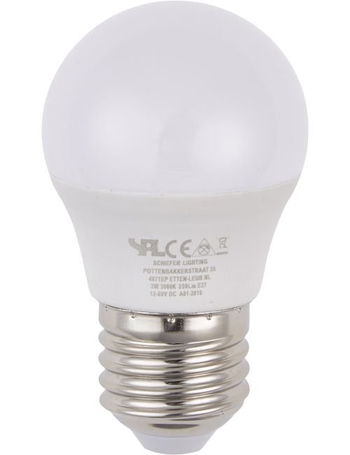 SPL LED E27 Ball G45x80mm 12-60V 250Lm 3W 3000K 830 160° DC Opal Non-Dimmable 3000K Non-Dimmable - L277239930