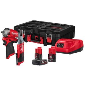 MILWAUKEE M12 FUEL POWERPACK IMPACT WRENCH AND RATCHET KIT - M12FPP2H-622P