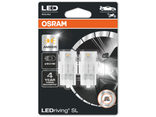 Osram 7504DYP-02B LED WX3x16d  LEDriving SL 1.5W WY21W (582)  2 LED Bulbs