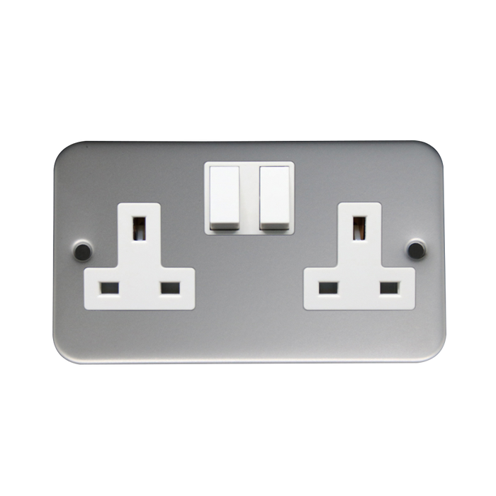 Caradok 2G 13A DP Switched Socket Metalclad