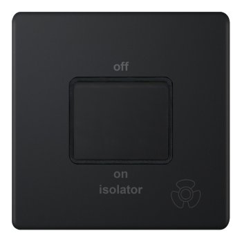 Selectric 5M-Plus Matt Black 1 Gang 10A 3 Pole Fan Isolator Switch with Black Insert