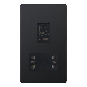 Selectric 5M-Plus Matt Black 115/230V Dual Voltage Shaver Socket with Black Insert