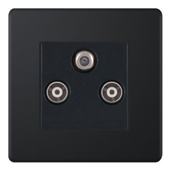 Selectric 5M-Plus Matt Black Triplex SAT/TV/FM Socket with Black Insert