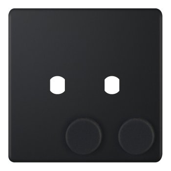 Selectric 5M-Plus Matt Black 1 Gang Twin Aperture Dimmer Plate with Matching Knobs