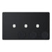 Selectric 5M-Plus Matt Black 2 Gang Triple Aperture Dimmer Plate with Matching Knobs