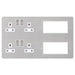 Selectric 7M-Pro Satin Chrome 2x2 Gang DP Switched Socket with 2x4 Aperture Euro Plate - White Insert