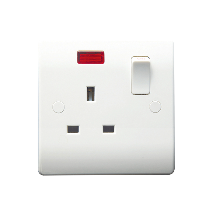 Caradok 1G 13A SP Switched Socket c/w Neon