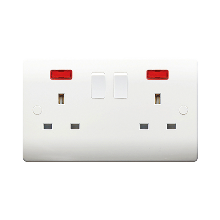 Caradok 2G 13A DP Switched Socket c/w Neon