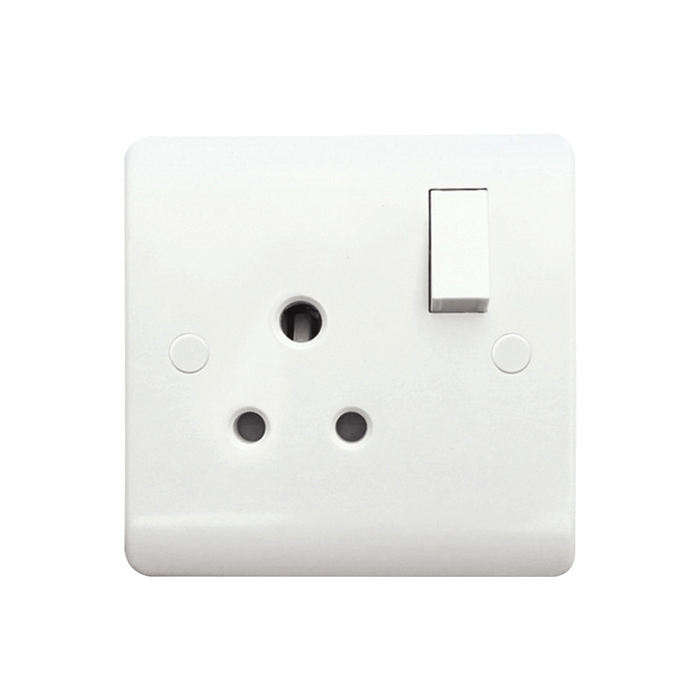 Caradok 1G 5A SP Switched Socket Round Pin