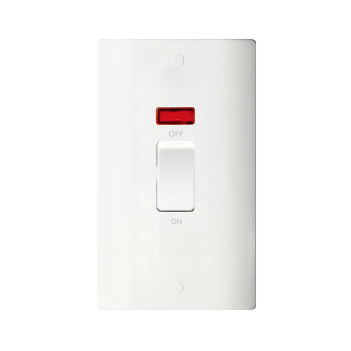 Caradok 2G 45A DP White Switch c/w Neon