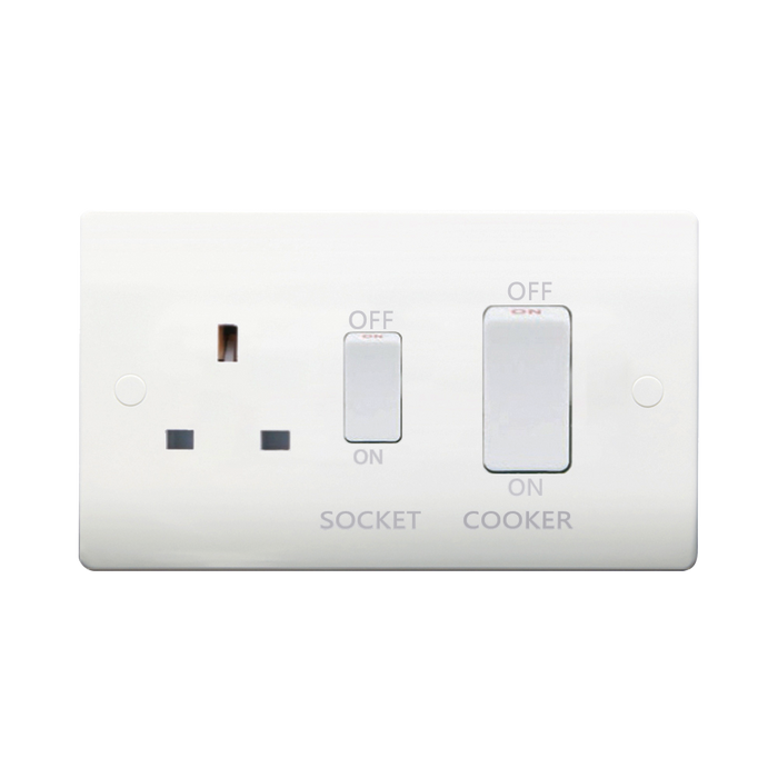 Caradok 45A DP Cooker Control Unit White Switch