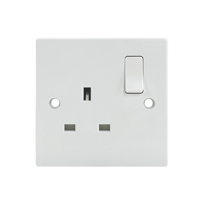 Caradok 1G 13A SP Switched Socket Squared Edge