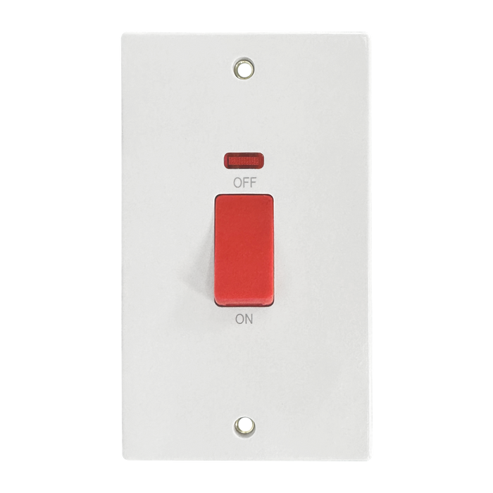 Caradok 2G 45A DP Switch c/w Neon Squared Edge