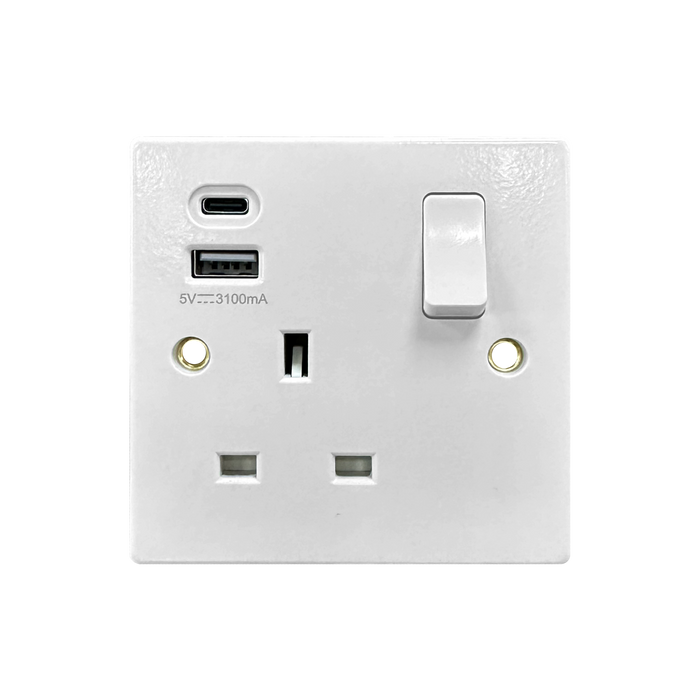 Caradok 1G USB A + C Socket Squared Edge