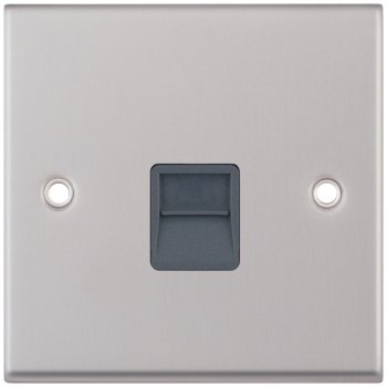 Selectric 7M-Pro Satin Chrome 1 Gang Telephone Master Socket with Grey Insert