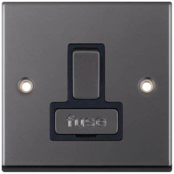 Selectric 7M-Pro Black Nickel 13A DP Switched Fused Connection Unit with Black Insert