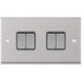 Selectric 7M-Pro Satin Chrome 4 Gang 10A 2 Way Switch with Grey Insert