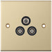 Selectric 5M Satin Brass Triplex Sat/TV/FM Socket with Black Insert