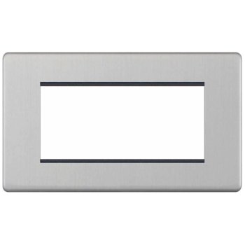 Selectric 5M-Plus Satin Chrome 2 Gang Euro Plate with Quad Aperture