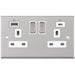 Selectric 7M-Pro Satin Chrome 2 Gang 13A Switched Socket with USB C and A Outlets - White Insert