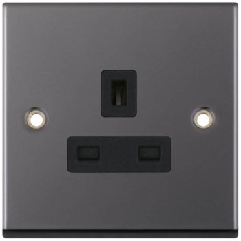 Selectric 7M-Pro Black Nickel 1 Gang 13A Unswitched Socket with Black Insert