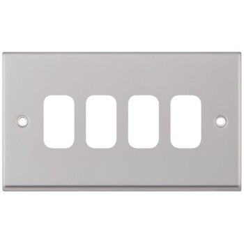 Selectric 7M-Pro GRID360 Satin Chrome 4 Gang Faceplate