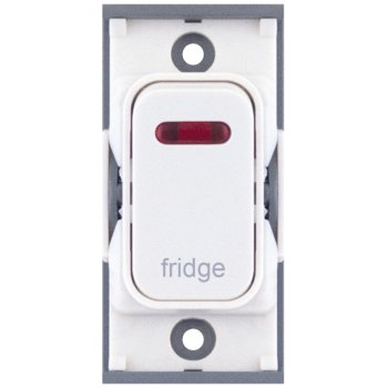 Selectric GRID360 White 20A DP Switch Module Marked ‘fridge’ with Neon and White Insert