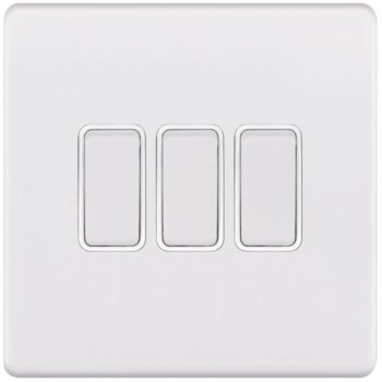 Selectric 5M-Plus Matt White 3 Gang 10A 2 Way Switch with White Insert