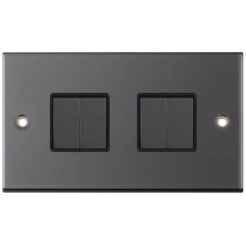 Selectric 5M Black Nickel 4 Gang 10A 2 Way Switch with Black Insert