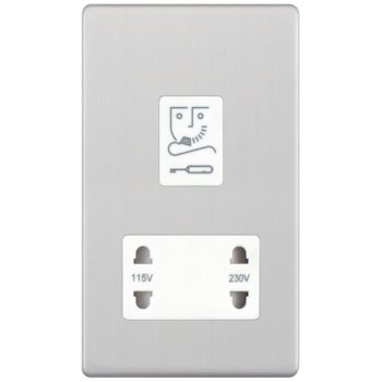Selectric 5M-Plus Satin Chrome 115/230V Dual Voltage Shaver Socket with White Insert