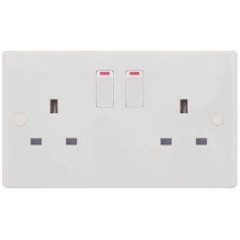 Selectric Smooth 2 Gang 13A DP Switched Socket