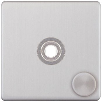 Selectric 5M-Plus Screwless Satin Chrome 1 Gang Single Aperture Dimmer Plate with Matching Knob